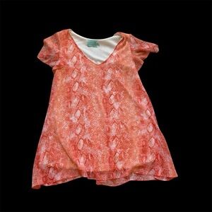 Judith March Coral Orange Snakeskin Print Dress – Size M